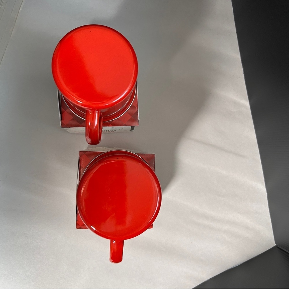 2 for $14 Cabot Trail Red Metal Coffee Mugs Set of 2 Canadian nostalgic camping - Picture 4 of 5
